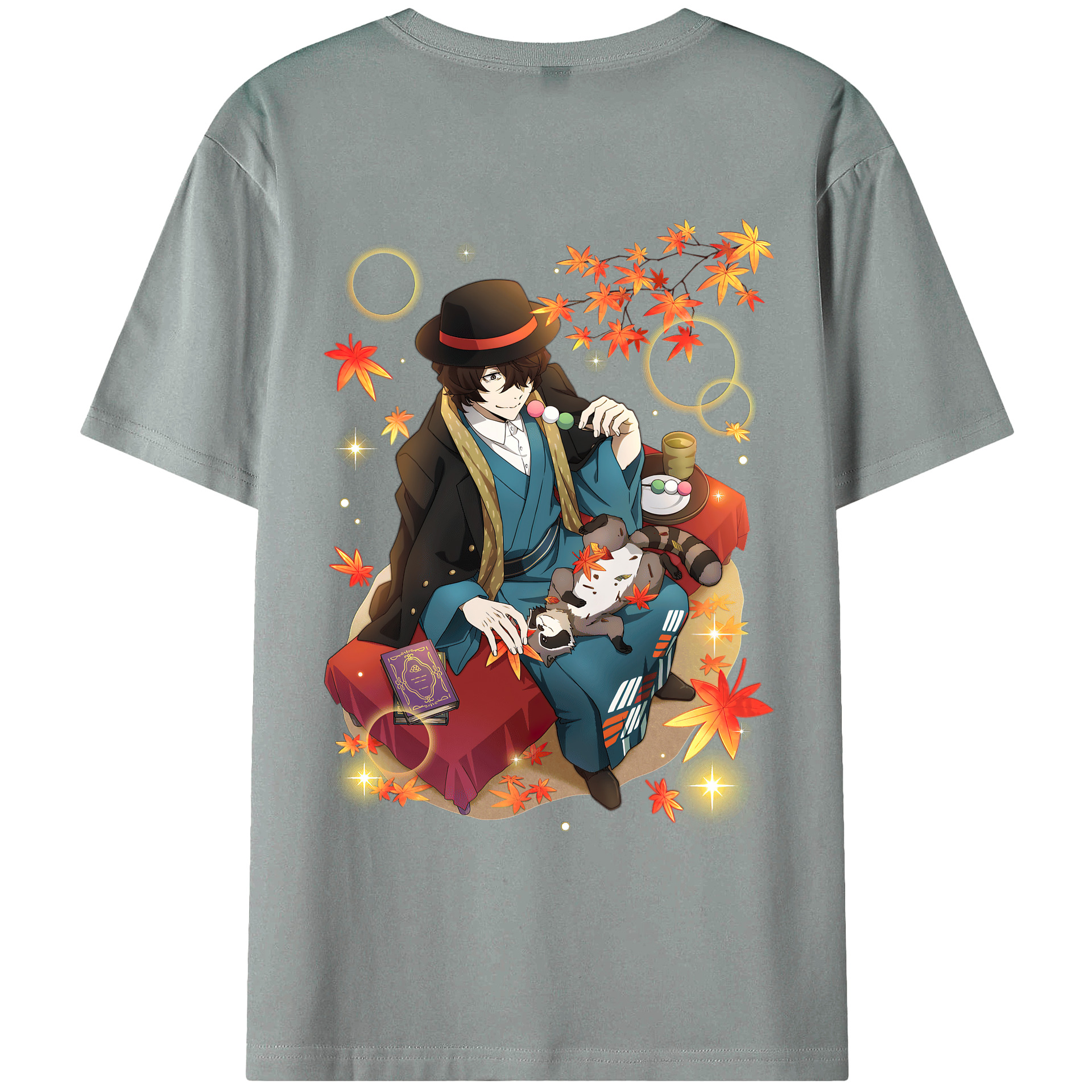 （画像用） 文豪ストレイドッグス Bungo Stray Dogs 綿100％ メンズ半袖Tシャツ（バックプリント） 通気性